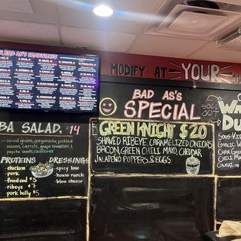 Bad As's Sandwich - Menu behind counter - Sandwiches Near Me - Orlando, Florida