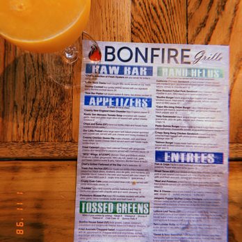 Bonfire Grille - Bonfire Menu with one of their delicious mimosas - New American Near Me - Milford, Connecticut