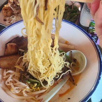 Kujira - Obligatory noodle pull. - Ramen Near Me - Fort Collins, Colorado