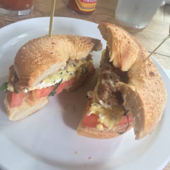 Frothy Monkey - Julie bagel sandwich with turkey sausage added ($7) Surprisingly really good! - Coffee & Tea Near Me - Nashville, Tennessee Frothy Monkey - Julie bagel sandwich with turkey sausage added ($7) Surprisingly really good! - Coffee & Tea Near Me - Nashville, Tennessee