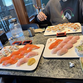 Sushi Win Jr - Salmon & Hamachi (yellowtail) nigiri, salmon avocado roll, negihama roll, sweet potato rolls - Sushi Bars Near Me - Evergreen, Colorado