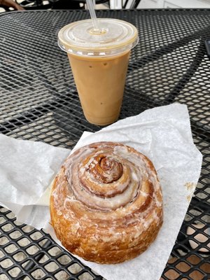 Photo of The Lab by Alchemy Coffee - Richmond, VA, US. Delicious big cinnabun and a dirty chai latte