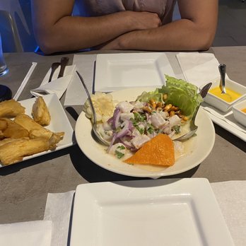 Totoritas Peruvian Restaurant - Yucca In huancaina Cream Fish ceviche Spicy sauces - Latin American Near Me - Pembroke Pines, Florida Totoritas Peruvian Restaurant - Yucca In huancaina Cream Fish ceviche Spicy sauces - Latin American Near Me - Pembroke Pines, Florida