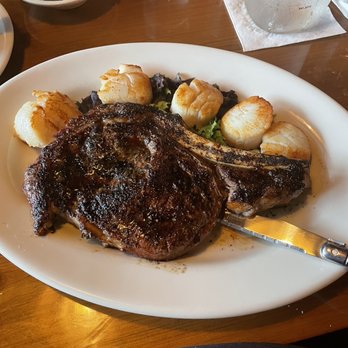 Bare Bones Steakhouse - 20oz Prime Bone in Ribeye with scallops - Steakhouses Near Me - Buford, Georgia