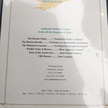 Al Dente Restaurant - Menu - Italian Near Me - Boston, Massachusetts Al Dente Restaurant - Menu - Italian Near Me - Boston, Massachusetts
