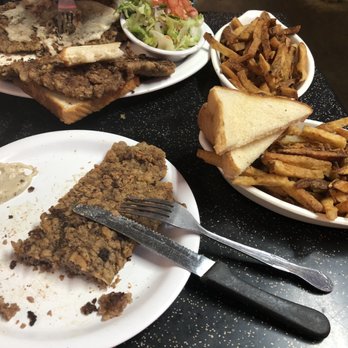 Mary's Cafe - Both of our meals. My husband finished his plate. I didn't eat the rest of the steak, the toast or French fries. - American Near Me - Strawn, Texas Mary's Cafe - Both of our meals. My husband finished his plate. I didn't eat the rest of the steak, the toast or French fries. - American Near Me - Strawn, Texas