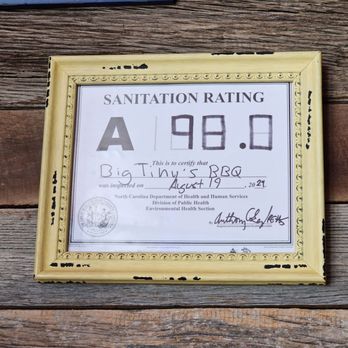 Big Tiny's BBQ - Sanitation rating - Barbeque Near Me - Mooresville, North Carolina Big Tiny's BBQ - Sanitation rating - Barbeque Near Me - Mooresville, North Carolina