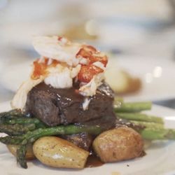 401 Gourmet Caterers - Filet and lobster with roasted potatoes and asparagus.