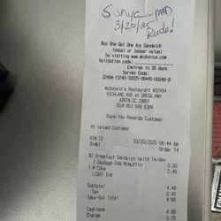 McDonald's - Receipt