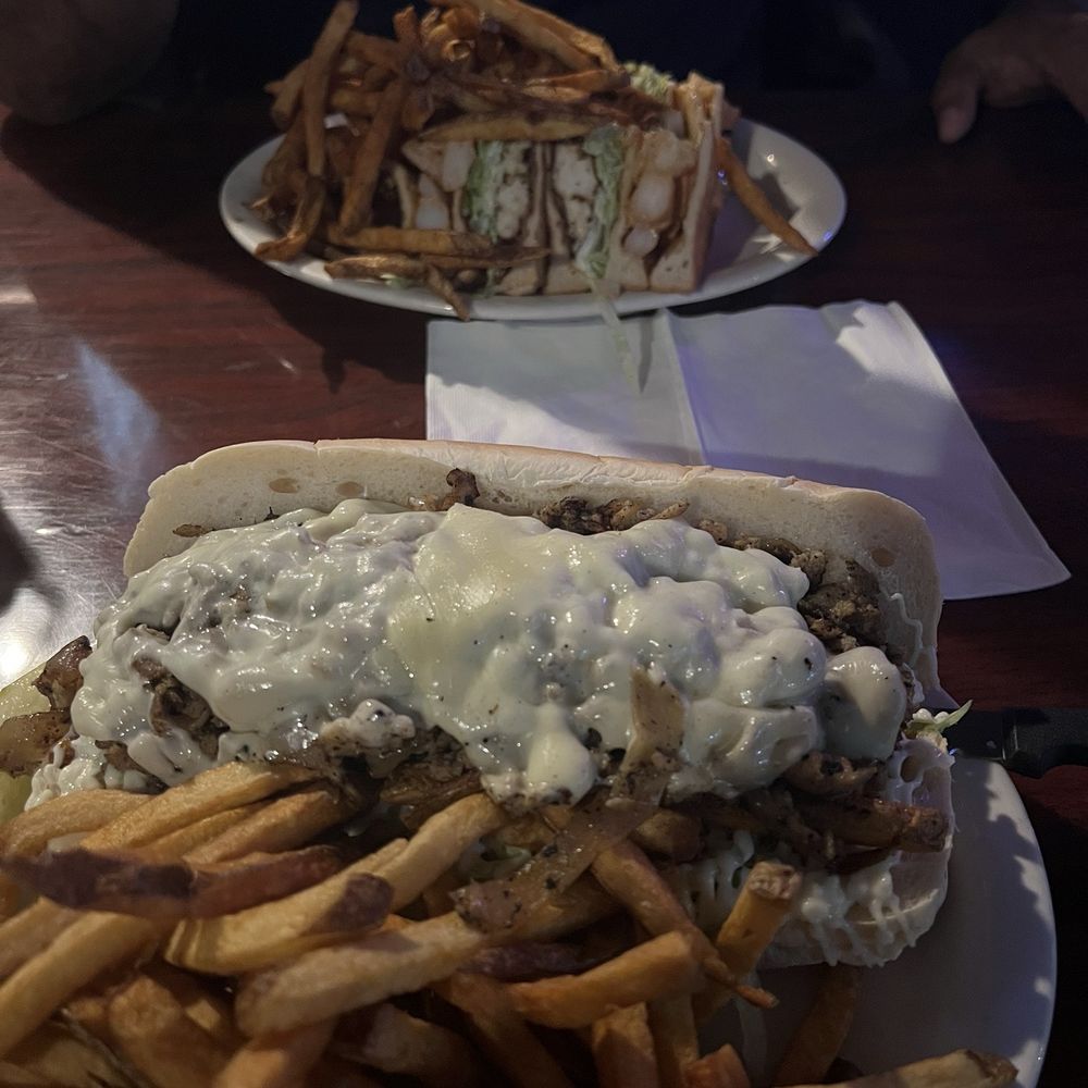 10 oz. Chicken Cheese Steak Shrimp Salad Sandwich with crabcake and fries 10 oz. Chicken Cheese Steak Shrimp Salad Sandwich with crabcake and fries