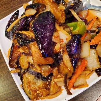 Jade Wok - Pan Fried Eggplant with Onions and Peppers - Chinese Near Me - Los Angeles, California Jade Wok - Pan Fried Eggplant with Onions and Peppers - Chinese Near Me - Los Angeles, California