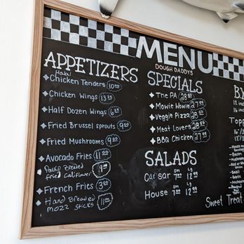 Dough Daddy's Pizza - a menu on a blackboard - Pizza Near Me - Westmont, Illinois Dough Daddy's Pizza - a menu on a blackboard - Pizza Near Me - Westmont, Illinois