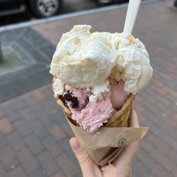 Ashley's Ice Cream - Two scoops in a waffle cone. - Ice Cream & Frozen Yogurt Near Me - New Haven, Connecticut