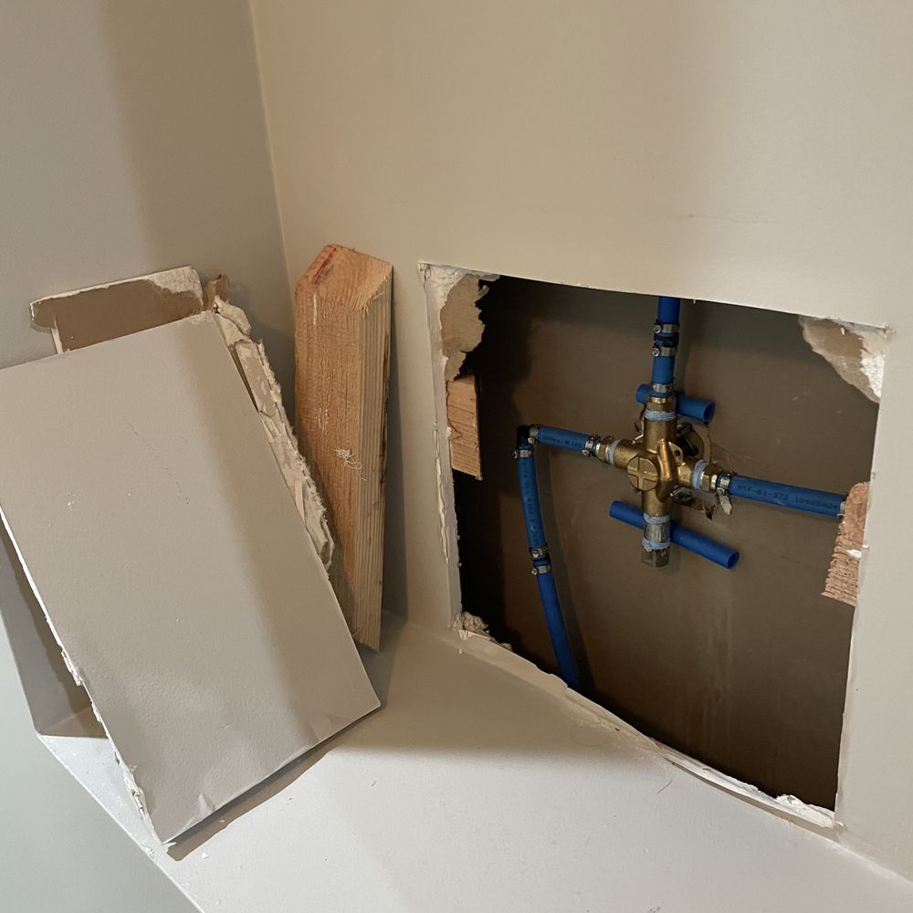 Trust RH Construction - Before: Cause of water damage. Nail in the pipe caused water leakage through the wall. - General Contractors Near Me - Fresno, California Trust RH Construction - Before: Cause of water damage. Nail in the pipe caused water leakage through the wall. - General Contractors Near Me - Fresno, California