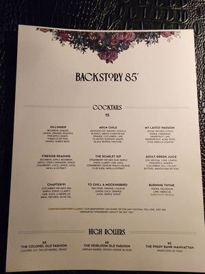 Menu photo 5 Backstory 85 Whittier, CA