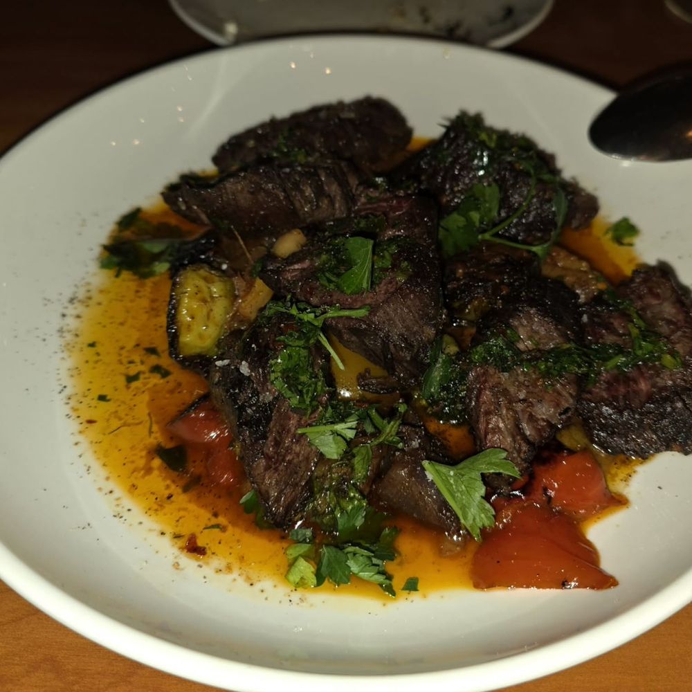 Capers + Olives - Hanger steak. Medium but still very tender and flavorful. - Italian Near Me - Everett, Washington