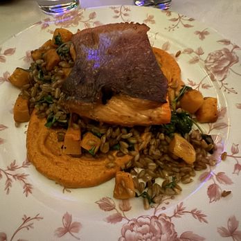 Bar Lis - Sea trout with farro, butternut squash, arugula & romesco. DELICIOUS - Lounges Near Me - Los Angeles, California