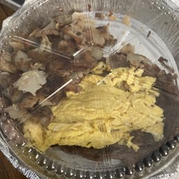 Steak, Scramble Eggs and Potatoes. Steak, Scramble Eggs and Potatoes.