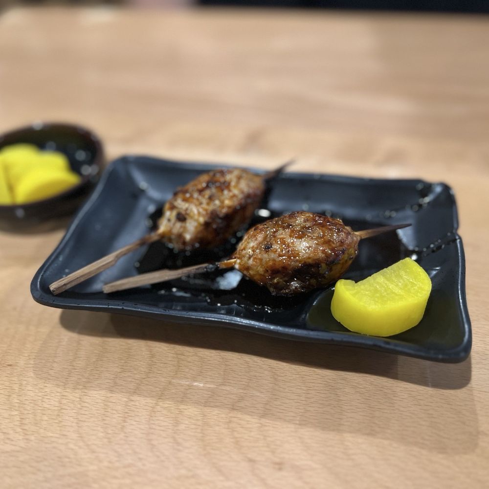 Haru - Chicken meatball yakitori, not picture the pork belly yakitori which were gone in seconds - Ramen Near Me - Reno, Nevada Haru - Chicken meatball yakitori, not picture the pork belly yakitori which were gone in seconds - Ramen Near Me - Reno, Nevada