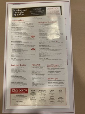 Menu photo 3 Frank's Place Simpson, PA