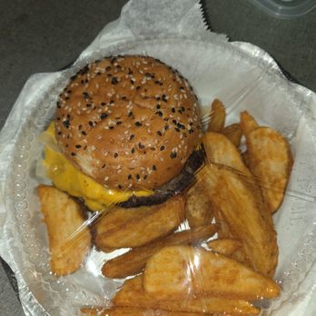 Momma's - Bubba burger with wedge fries (togo) - Dive Bars Near Me - Memphis, Tennessee