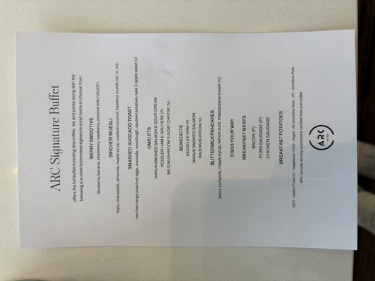 Menu photo 1 ARC Restaurant Vancouver, BC Menu photo 1 ARC Restaurant Vancouver, BC