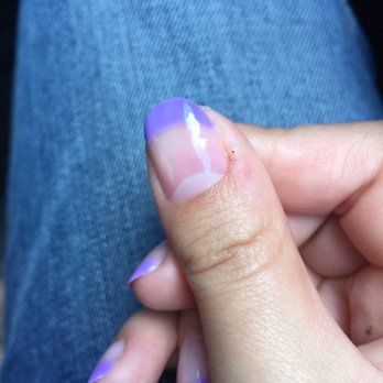 Champagne Nails - Crusty nails with nail polish on edges - Nail Salons Near Me - San Marcos, California