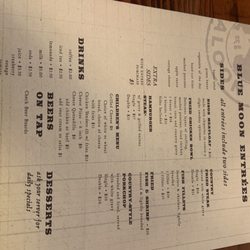 Blue Moon Saloon - Menu