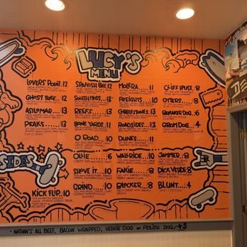 Lucy's on Lighthouse - Menu board - Hot Dogs Near Me - Pacific Grove, California
