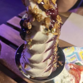 Shukette - Tahini and blueberry swirl soft serve - Middle Eastern Near Me - New York, New York Shukette - Tahini and blueberry swirl soft serve - Middle Eastern Near Me - New York, New York