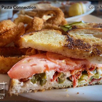 Pasta Connection - "Jalapeño Popper" sandwich with added tomato. (Imagine a BLT with cream cheese & jalapeños.) Very good! - Italian Near Me - Costa Mesa, California