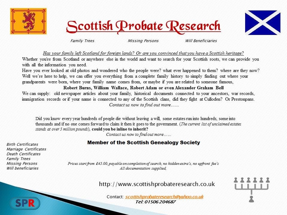 SCOTTISH PROBATE RESEARCH Updated June 2024 36 Mid Street
