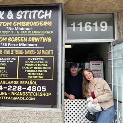 Ink And Stitch - Me and Tony after picking up my beautiful graduation sashes :)