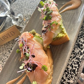 M.Bird - Salmon avocado toast - Cocktail Bars Near Me - Tampa, Florida M.Bird - Salmon avocado toast - Cocktail Bars Near Me - Tampa, Florida