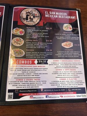 Menu photo 3 El San Marcos Mexican Restaurant Visalia, CA Menu photo 3 El San Marcos Mexican Restaurant Visalia, CA