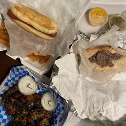 City Dog Plain Hot Dog & Italian Beef + fries, Crumbstruction Wings - "their way" w/Garlic Parm City Dog Plain Hot Dog & Italian Beef + fries, Crumbstruction Wings - "their way" w/Garlic Parm