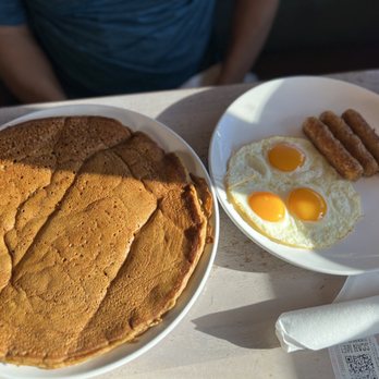 Toast Kitchen & Bar - Pumpkin Spice Pancake Combo with 3 eggs, 3 sausages - Breakfast & Brunch Near Me - Brea, California Toast Kitchen & Bar - Pumpkin Spice Pancake Combo with 3 eggs, 3 sausages - Breakfast & Brunch Near Me - Brea, California