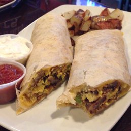 Breakfast burrito - sausage, egg and cheese. Great reheated, too!!! Breakfast burrito - sausage, egg and cheese. Great reheated, too!!!