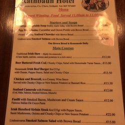 Rathbaun Hotel - Menu front
