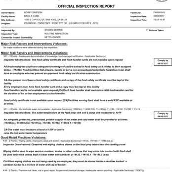 Back A Yard - Santa Clara County Inspection Report - Caribbean Near Me - San Jose, California Back A Yard - Santa Clara County Inspection Report - Caribbean Near Me - San Jose, California