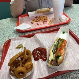 Foot long Chicago dog. 100% beef