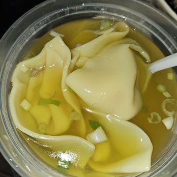 East Gourmet - Bland wonton soup...basically yellow food coloring, water and scallions. - Chinese Near Me - Orlando, Florida East Gourmet - Bland wonton soup...basically yellow food coloring, water and scallions. - Chinese Near Me - Orlando, Florida