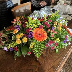 Petal Pushers Avon - Table centerpiece for 60th wedding anniversary luncheon in November