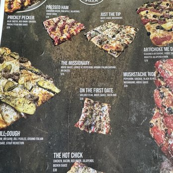 Rickety Cricket Brewing - Some of the cheeky and risqué titles to the Dirty Duh pizzas. - Pizza Near Me - Kingman, Arizona
