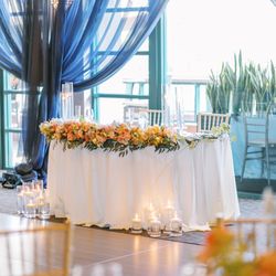 Cheers To Two - My beautiful sweetheart table, where Cheers To Two helped repurpose florals & candles from the ceremony