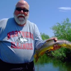 Hopper Fishing - Howie Schwartz and his brown trout