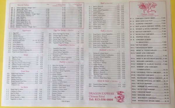Menu photo 5 Dragon Express Tampa, FL