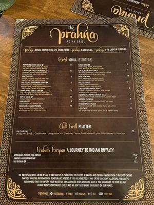 Menu photo 1 Prahna Indian Grill Edinburgh, EDH