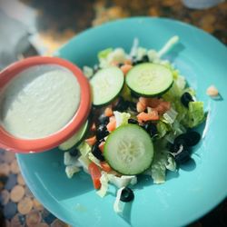 The Puffin Cafe - Side salad with SURPRISINGLY spicy jalapeño ranch. Excellent!