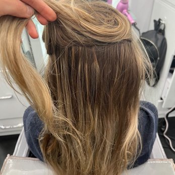 Davida Salon - After getting my hair done at a salon 3 days before coming here it was messed up and my blonde highlights were orange. - Hair Extensions Near Me - New York, New York